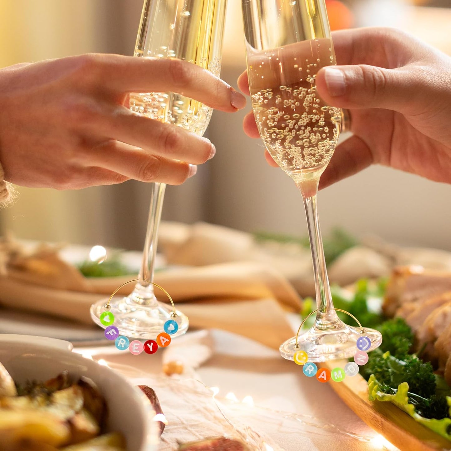 DIY Wine Glass Charms - 26 Sets Elegant Personalize Wine Glass Markers Tags Decor Kits with Guest or Friends Drink Identification for Wedding Cocktail Bachelorette Holiday Party (Reusable)