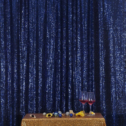 Poise3EHome 6FT x 8FT Navy Blue Sequin Photography Backdrop Curtain for Party Decoration, Navy Blue