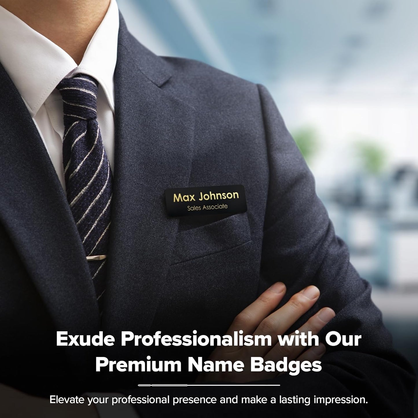 Name Tag, Magnetic Black and Gold Name Tags, Personalized Name Tags, 1x3 Inches, Durable Engravable Impact Material, Made in The USA by My Sign Center