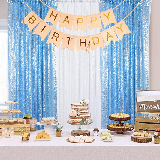 ShinyBeauty Sequin Curtains 2 Panels Baby Blue 4x10ft Shimmer Sequin Backdrop Curtain Sparkly Photography Background Drapes for Parties Wedding Bridal Showers Baby Blue Sequin Backdrop Curtain