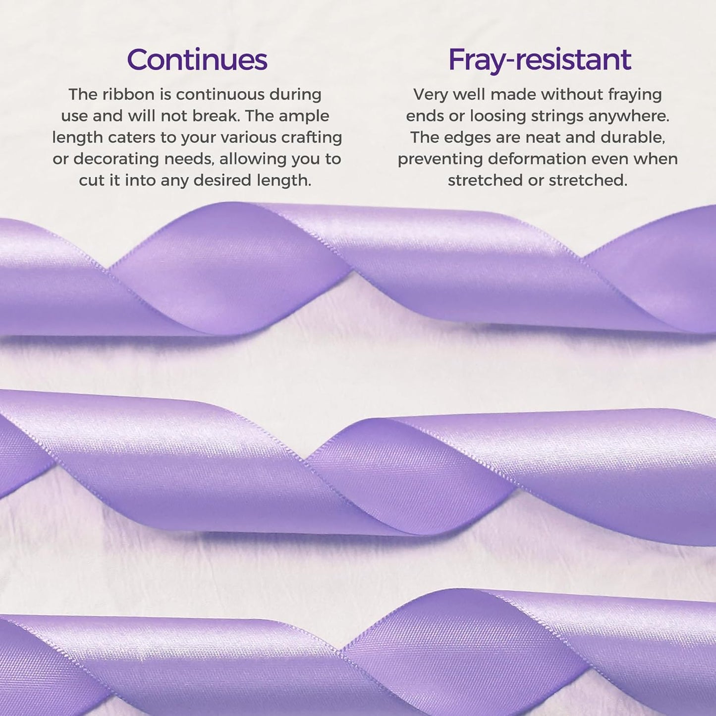 Light Purple Satin Ribbon 3/8 inch X Continuous 25 Yards, Single Face Polyester Ribbon Perfect for Gift Wrapping, Flower Bouquet, Wedding Decor, Crafts, Bow Making, Sewing and More