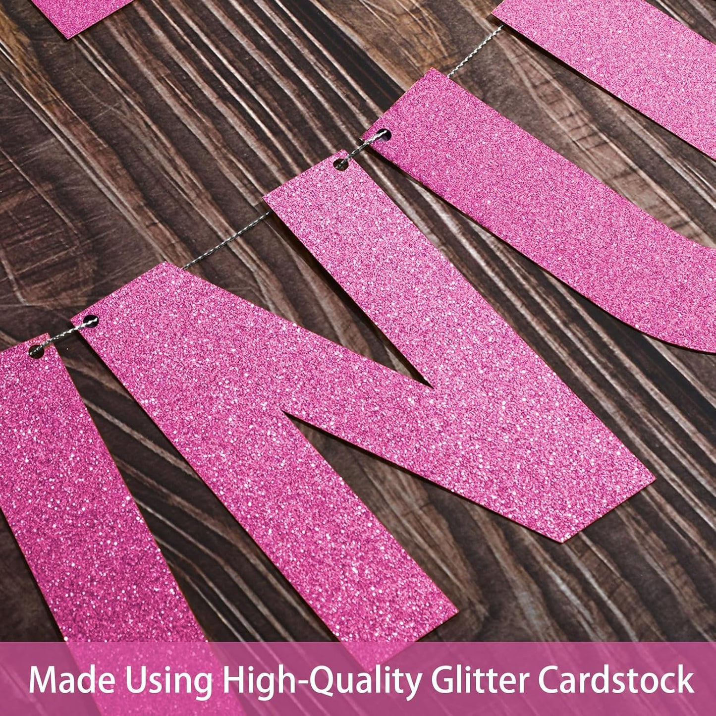 TaoBary 112 Pcs DIY Letter Kit Glitter Customizable Banner Letters Include 107 Letters and Numbers 3 Rope and 2 Needles for Birthday Halloween Christmas Wedding Valentine Party Decor(Pink)