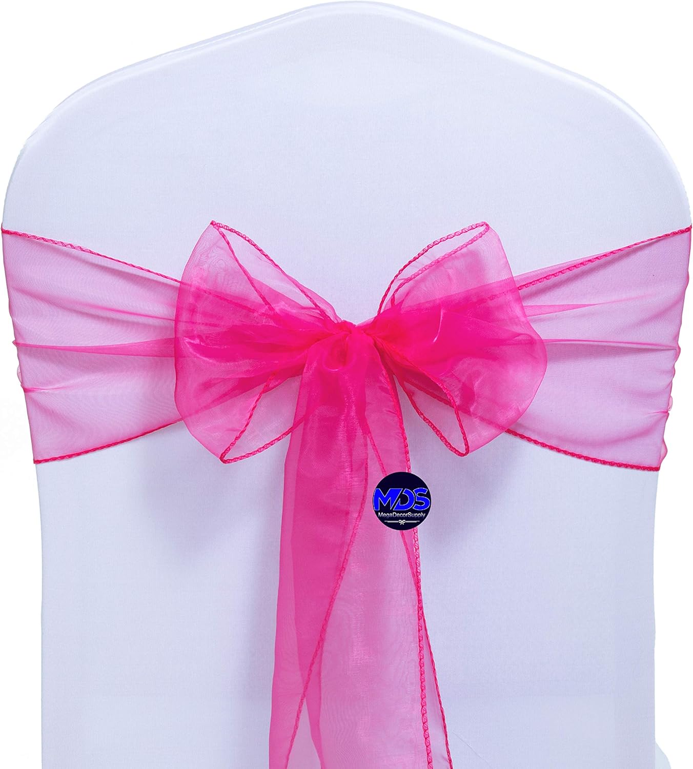 MDS Pack of 75 PCS Organza Chair Sashes Wider Dining Chair Bows Ribbon Tie Back for Wedding Party Birthday Bridal Shower Reception Event Banquet Home Chair Cover Decoration - Magenta