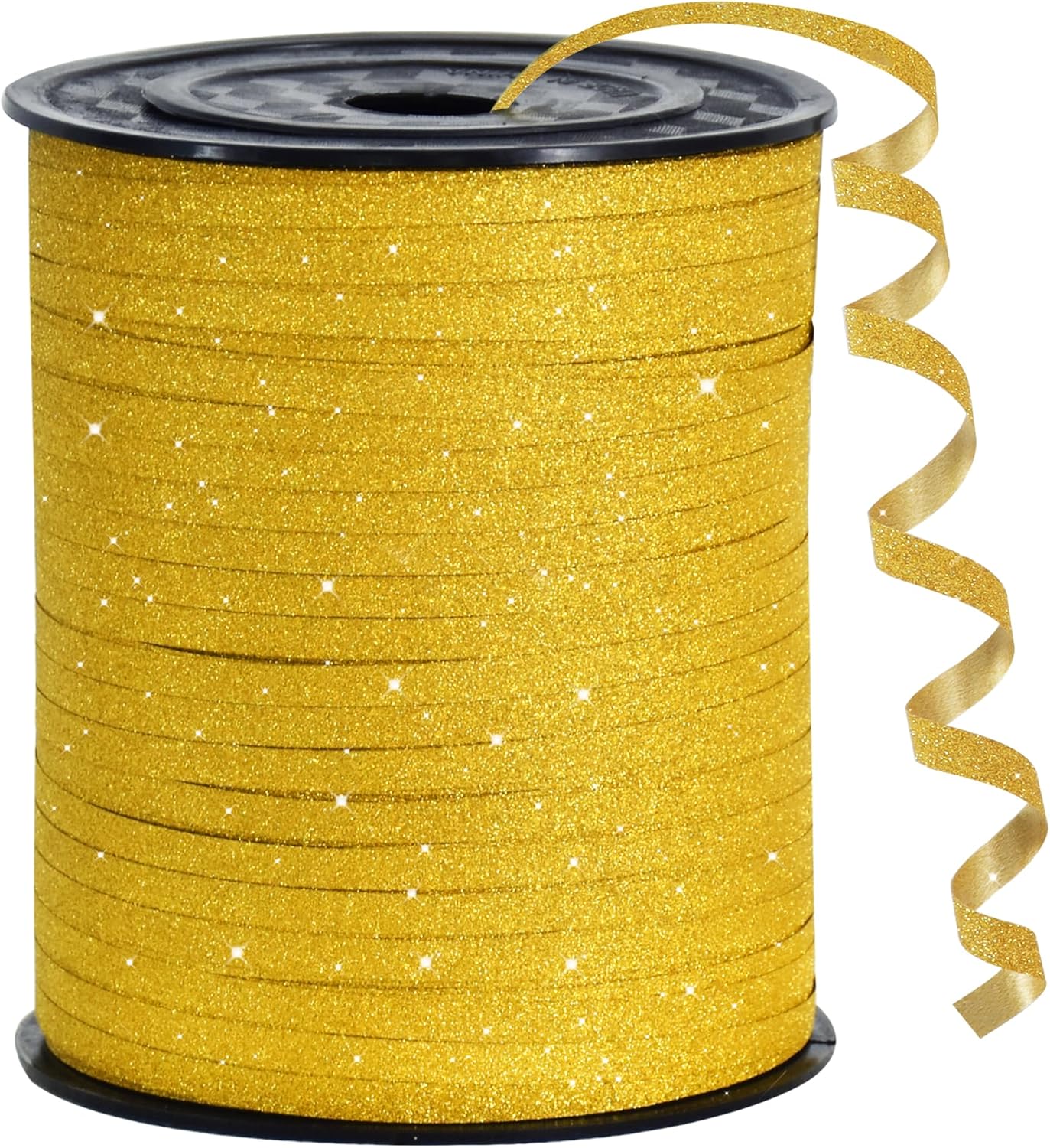 BEISHIDA Gold Glitter Ribbon - 500 Yards Curling Crimped, Shiny for Gift Wrapping, Birthday Party, Festival, Art Craft, Florist Flowers Decoration