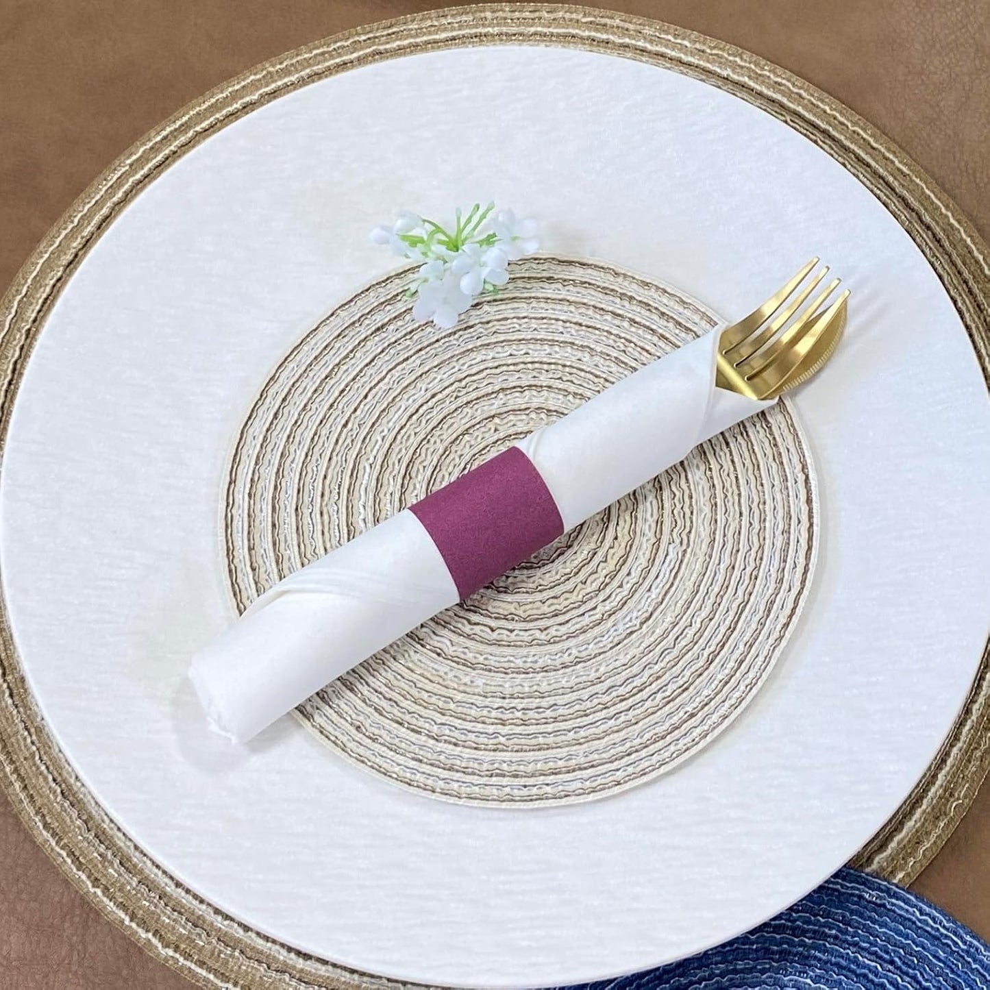 Germiwipe Paper Napkin Bands Box of 500,Napkin Rings Self Adhesive,Silverware Wraps Bands (Burgundy, Burgundy-500pcs)