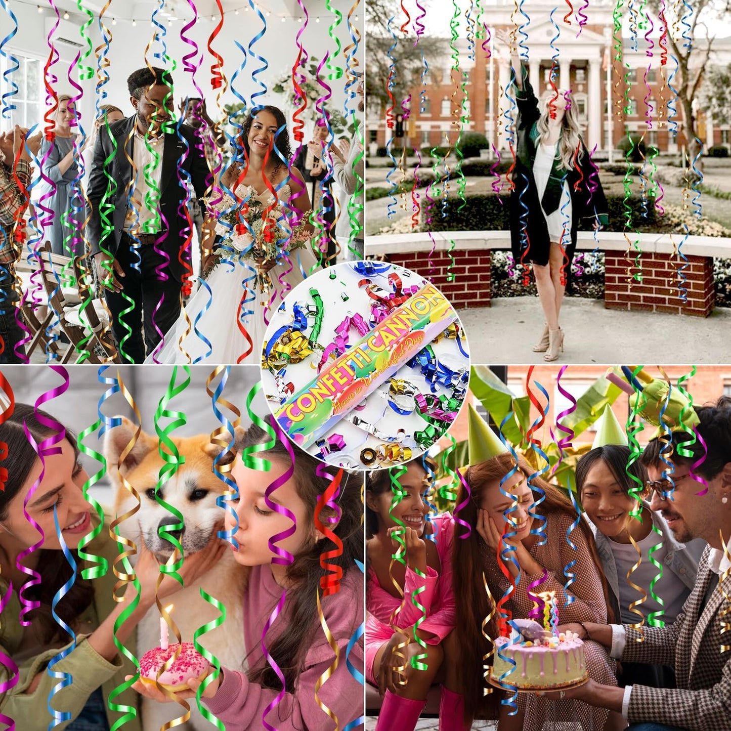 Confetti Poppers 12Pack Streamer Confetti Cannon 12inch Multicolor Confetti Party Poppers Foil Confetti Streamer Poppers Blaster for Wedding Birthday Graduation Party Christmas New Year Celebration