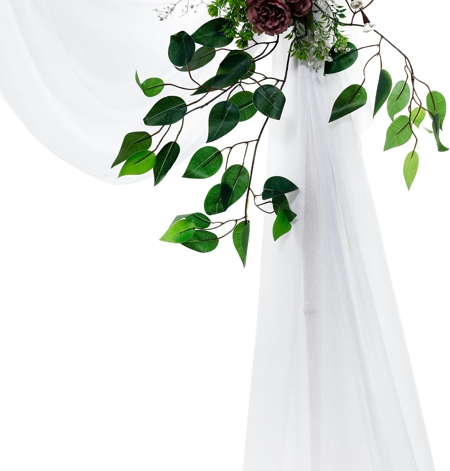 VDS Pack of 1 Panel (30 Inch X 50 Feet) Wedding Arch Draping Fabric Sheer Chiffon Fabric Drapery for Wedding Ceremony Reception Swag Backdrop Canopy Chuppah ARBO Altars Decoration (White)