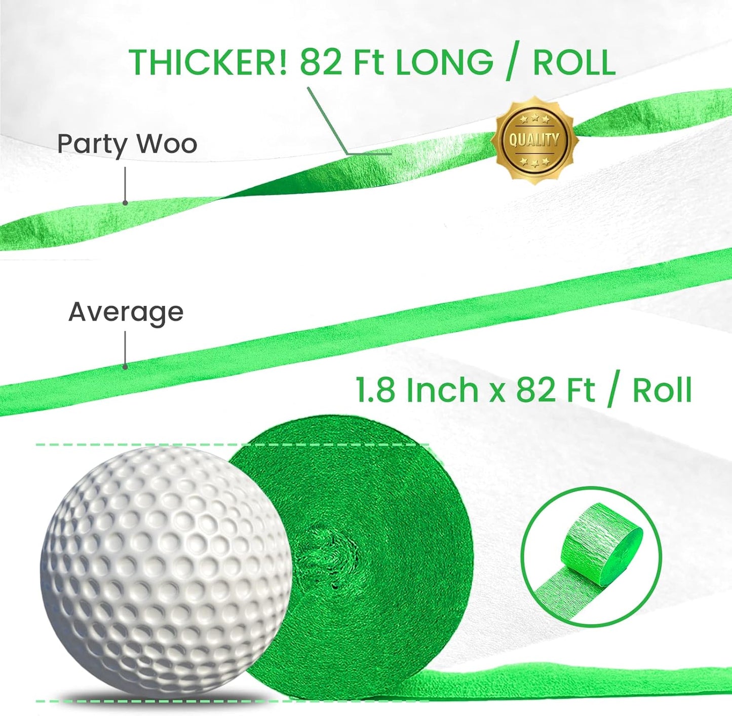 PartyWoo Crepe Paper Streamers 4 Rolls 328ft, Pack of Lime Green Crepe Paper for Party, Wedding, Birthday, Baby Shower Decorations (1.8 Inch x 82 Ft/Roll)