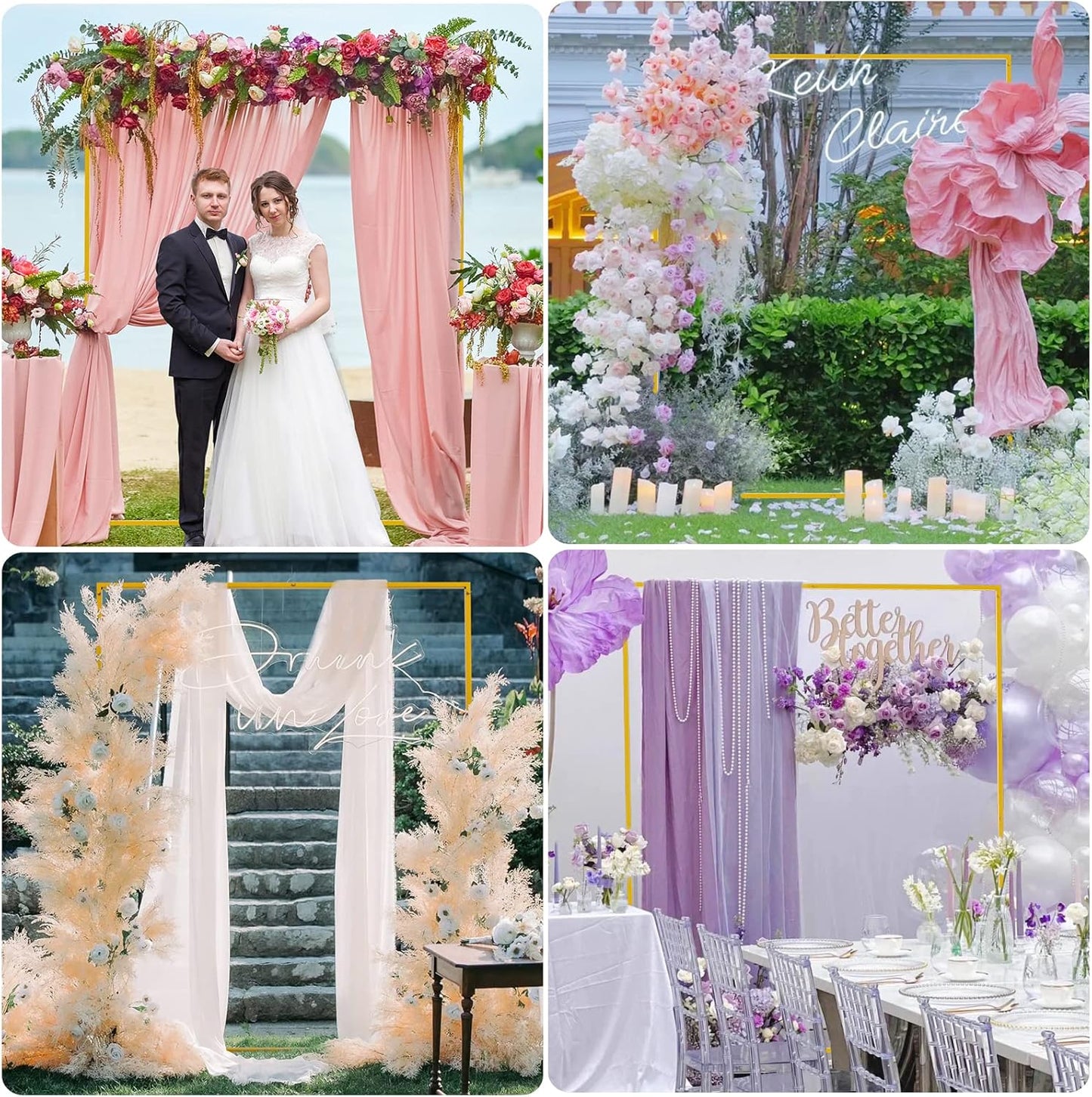 6.6FT x 5.2FT Wedding Arch Backdrop Gold Square Backdrop Stand Metal Balloon Arch Stand Rectangular Frame for Birthday Party Baby Shower Anniversary Decoration