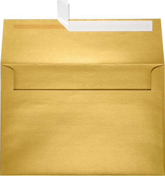 LUXPaper A10 Invitation Envelopes | Peel & Press | 6" x 9 1/2" | Gold Metallic | 80lb. Text | 50 Qty