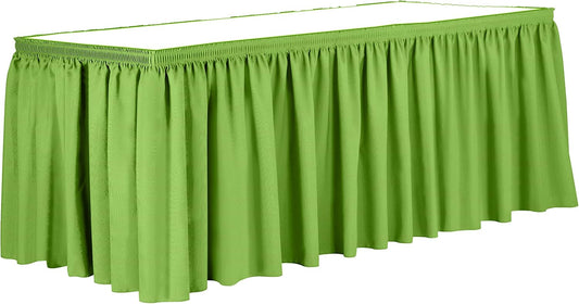Ultimate Textile Pleat Polyester Fabric Table Skirt - Machine Washable Flame Resistant with Clips for Events, Weddings & Trade Shows, Cut & Sewn in Paterson, NJ - Lime, 21' Shirred Pleat