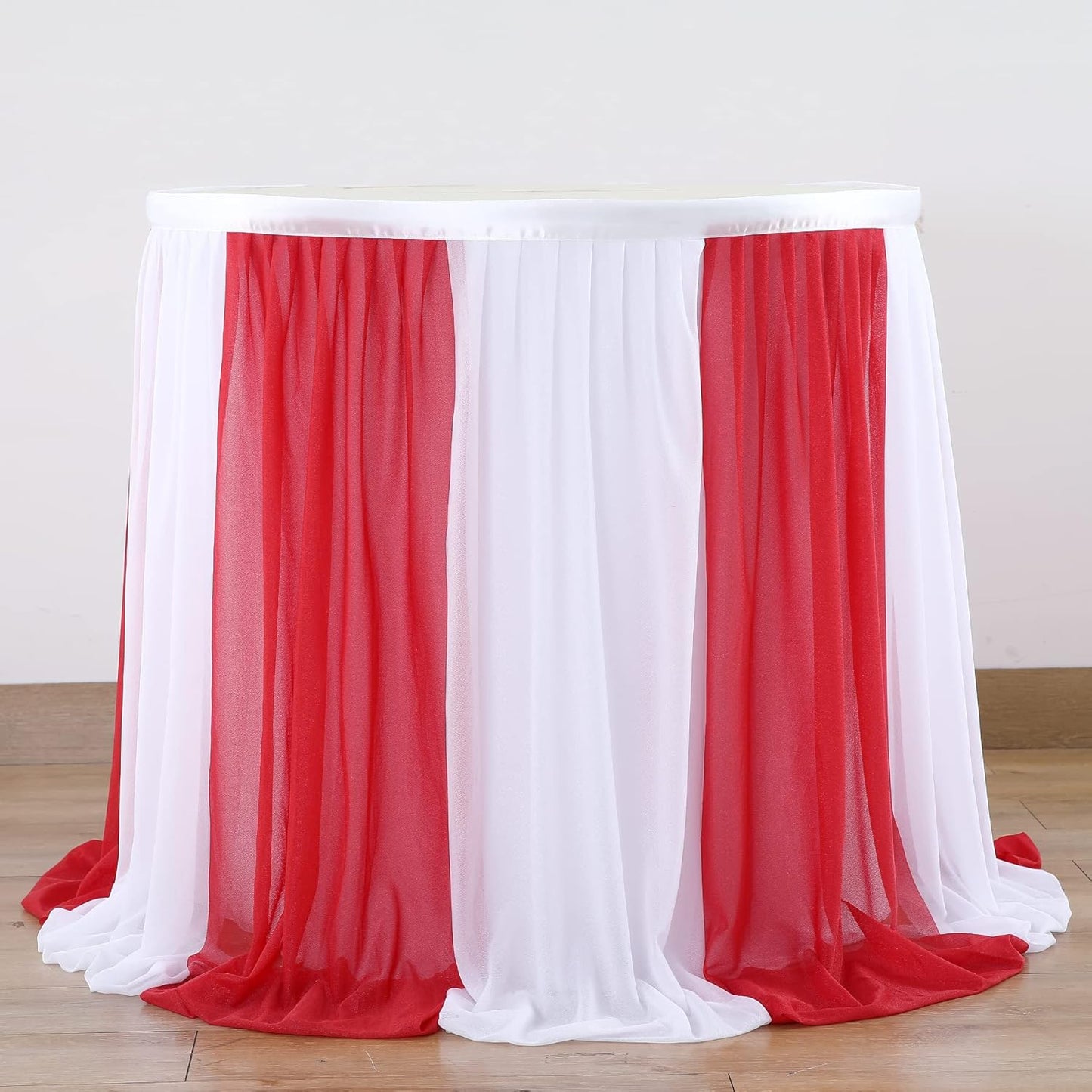 Reb and White Striped Table Skirt for Rectangle Tables or Round Tables for Carnival Circus Party 14ft Tulle Tutu Table Cloths Cover for Birthday Party Baby Shower Table Decorations