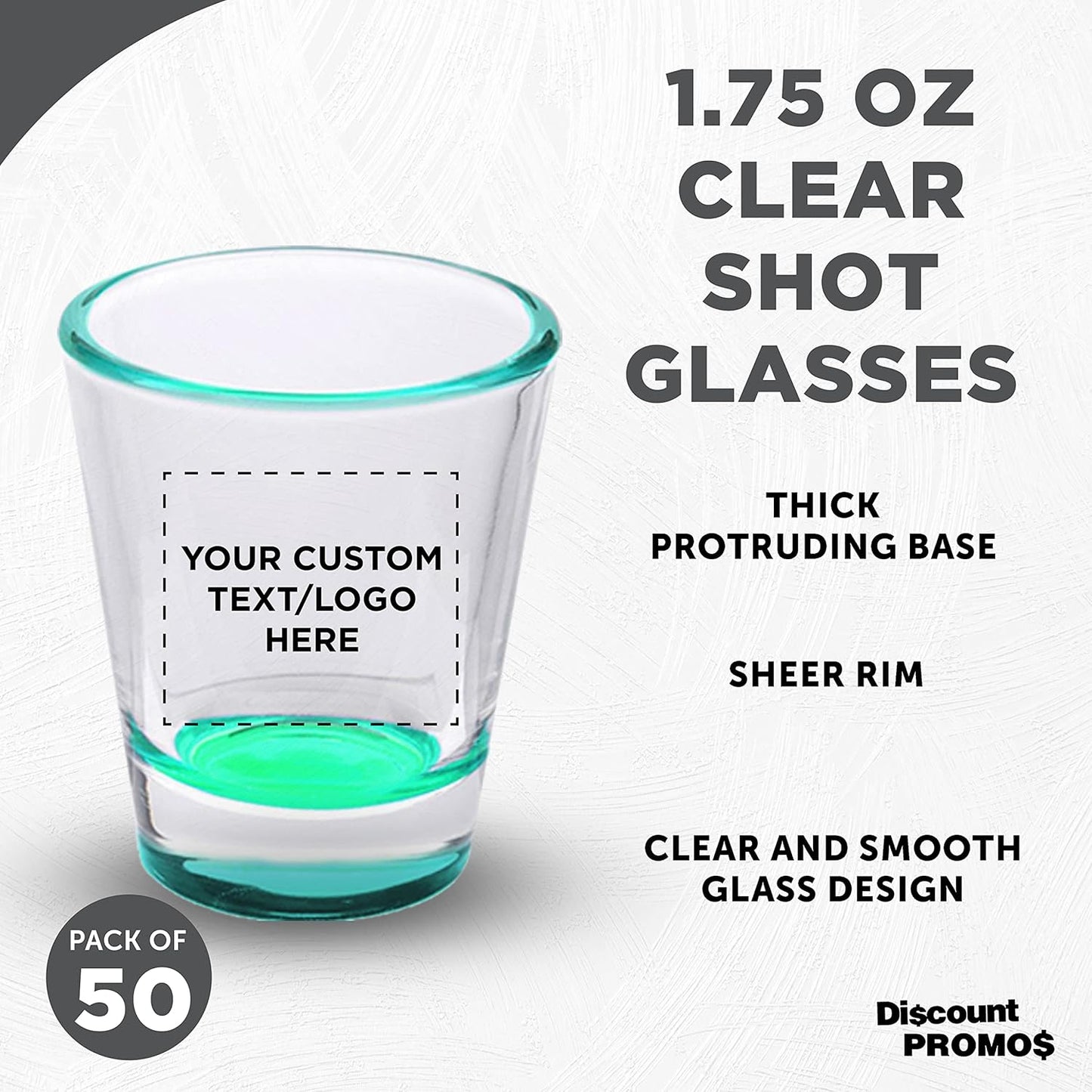 Custom Shot Glasses 1.75 oz. Set of 50, Personalized Bulk Pack - Great for Wedding Favors, Bachelorette Party Decorations, Party Fovors, Color Bottom - Green