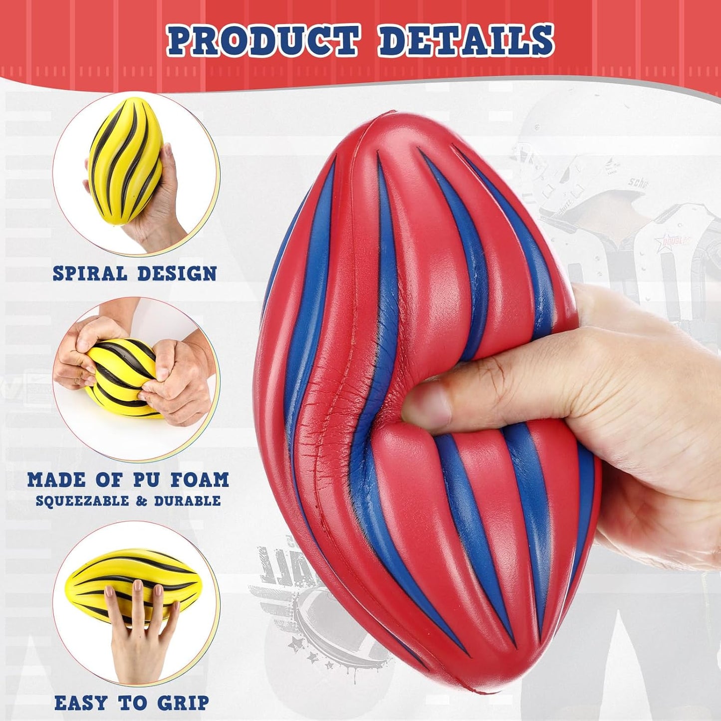 Jerify 12 Pcs Mini Foam Footballs for Kids Students 7 Inch Small Spiral Football Toys Easy Grip Waterproof Soft Emulation Ball for School Gift Sports Party Game (Vivid Color)