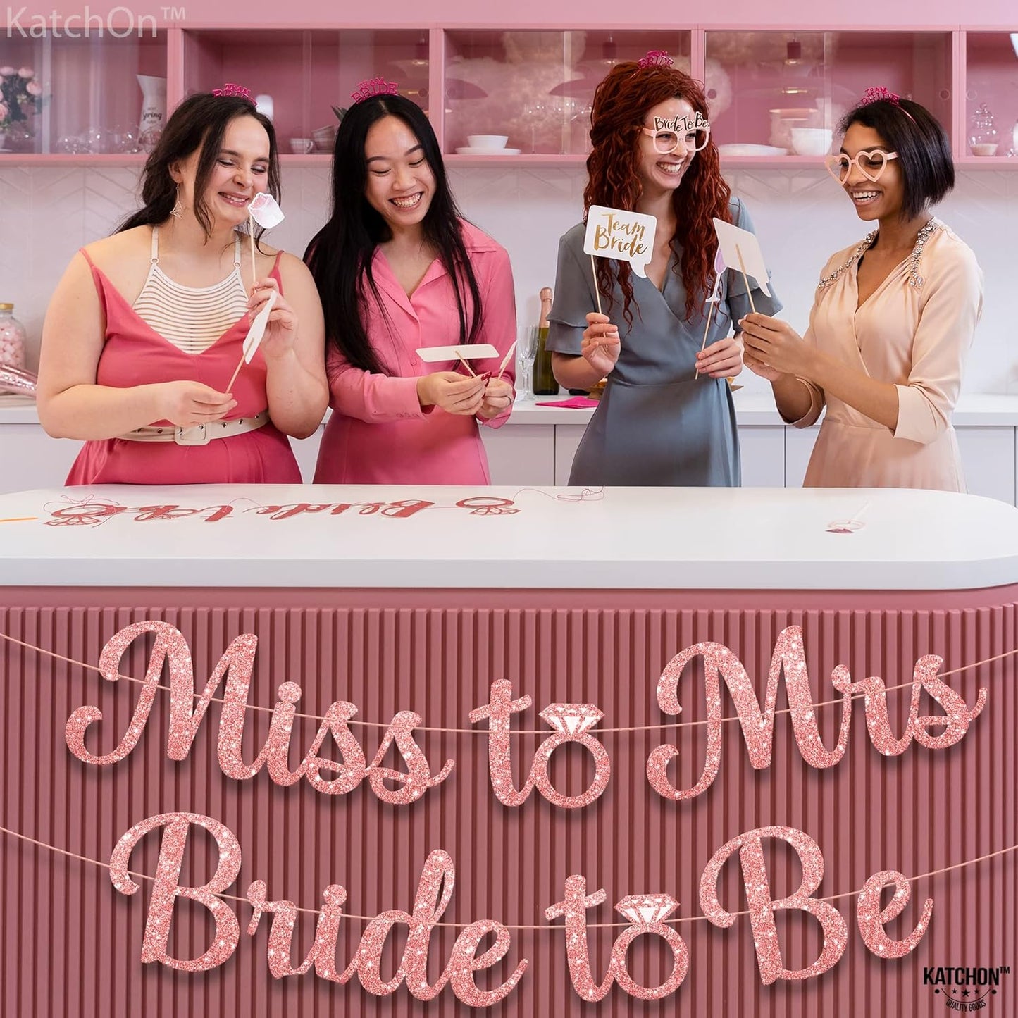 KatchOn, Rose Gold Miss to Mrs Bride to Be Banner - Glitter, 10 Feet, No DIY | Miss to Mrs Banner for Bridal Shower Decorations | Bridal Shower Banner | Bride to Be Sign, Bachelorette Party Decor