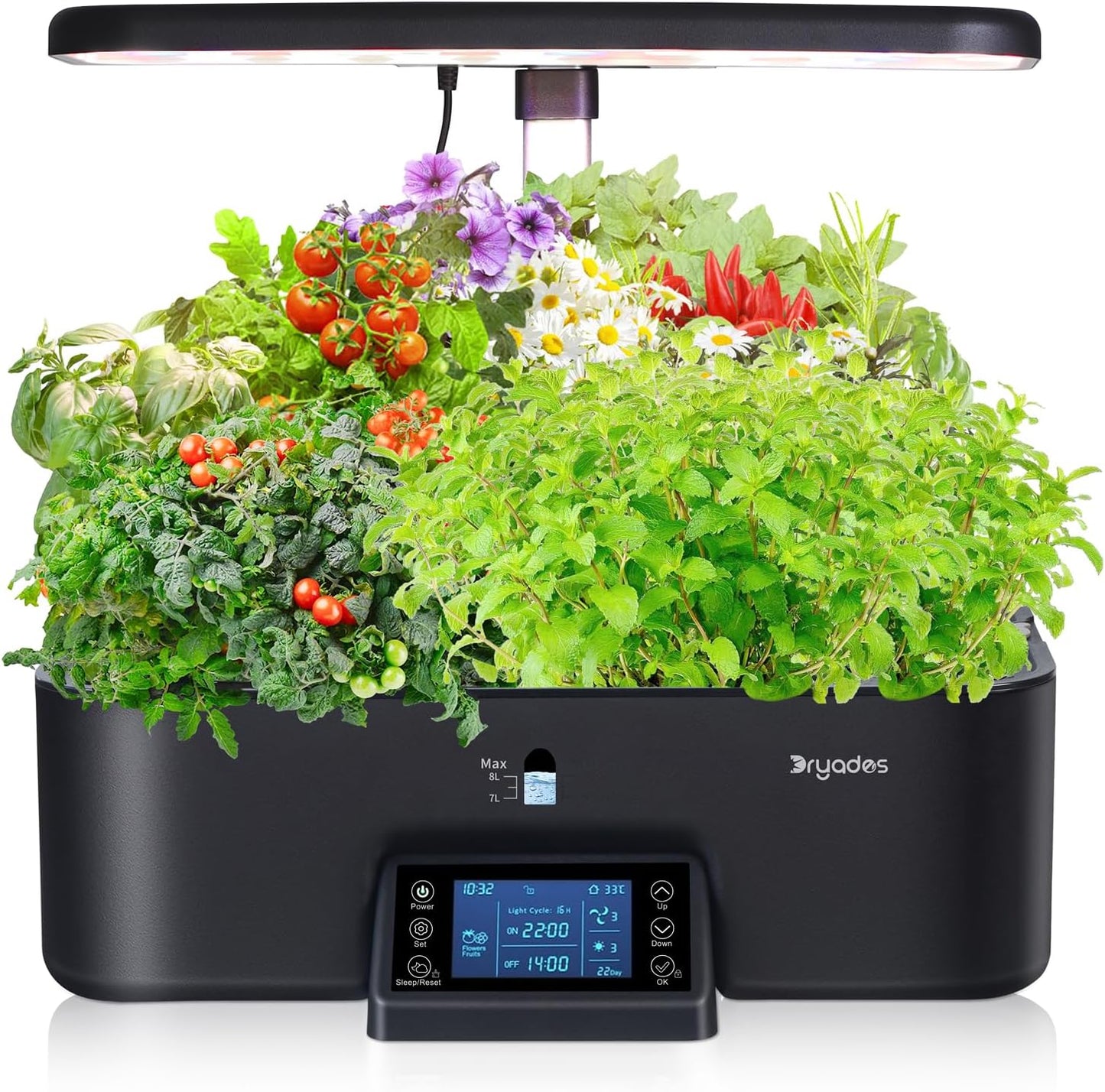 Indoor Gardening 17 Pods Hydroponics Growing System Kit Smart Lighting Setting, Herb Garden Planter with Full Spectrum Grow Light Provides Year Round Harvest - Black