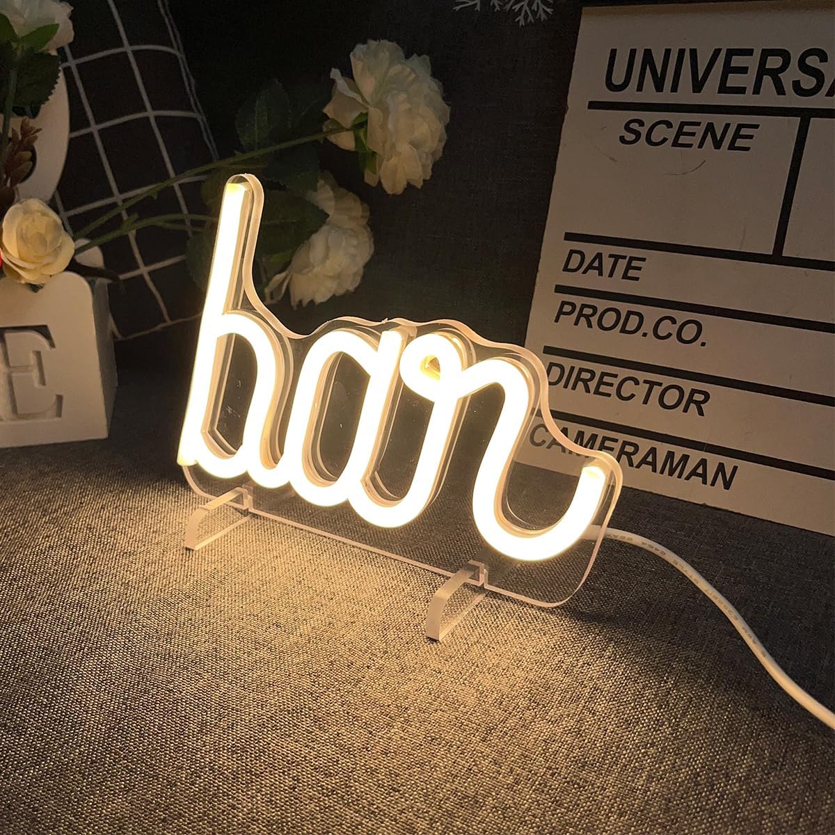Bar Table Number Neon Sign Desk Lamp Night Light Wedding Letter LED Neon Sign Wedding Table Decorations Neon Light Shop Bedroom Home Room Decor Christmas Party Warm White USB 20×14.2 CM