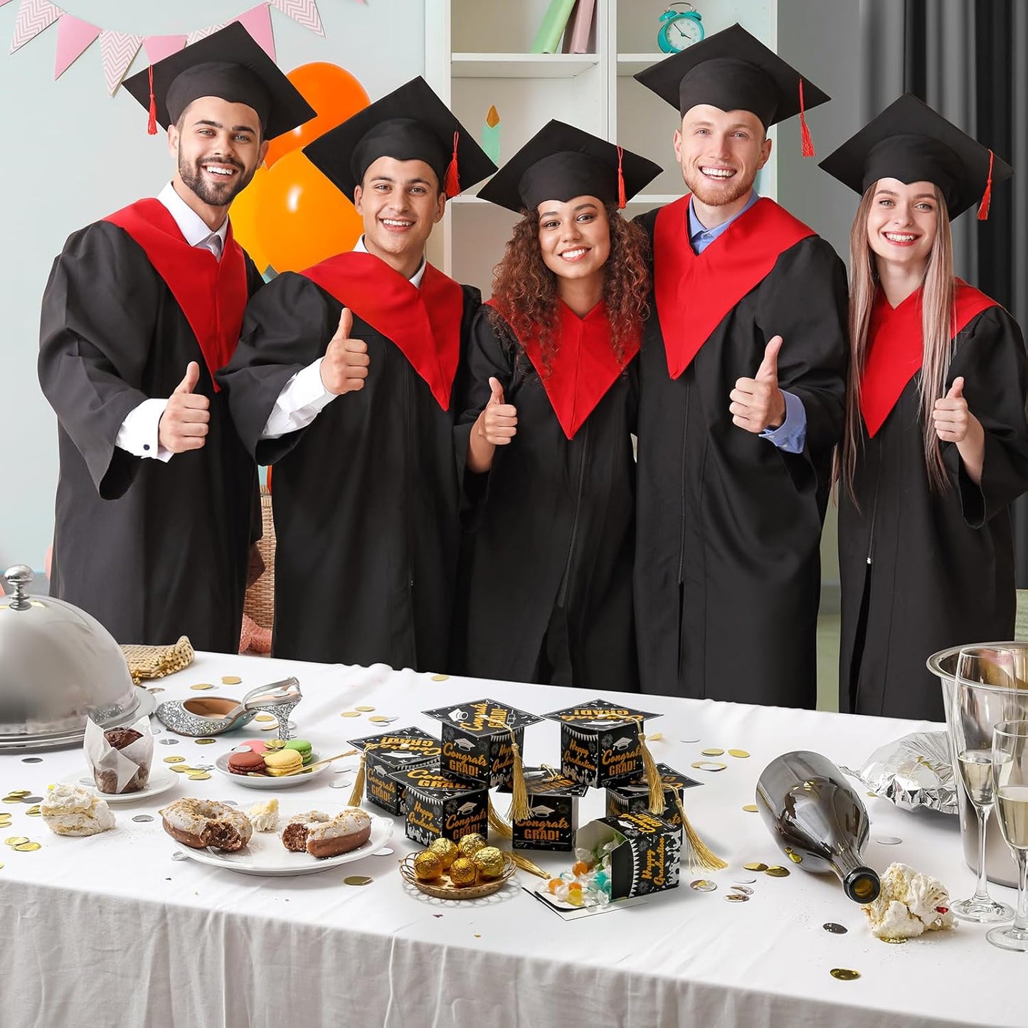 COTOPHER 36 Pack Mini Graduation Cap Gift Boxes, Class of 2025 Graduation Candy Boxes with Tassel, Small Treat Chocolate Box Centerpieces for Tables Party Decorations Graduate Favors Supplies