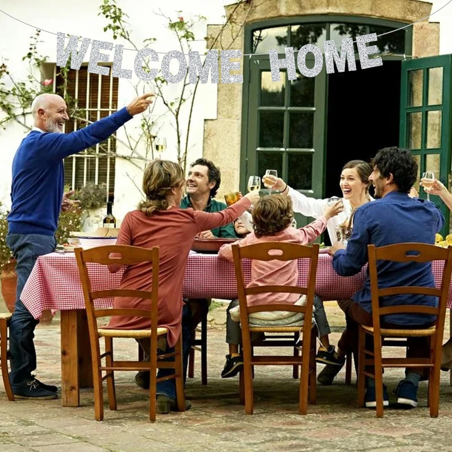 BEISHIDA 116 PCS A-Z Glitter Silver DIY Letter Banner Kit Make Your Own Banner，Including 111 Letters and Numbers 3 Rope and 2 Threading Device,Customized for Birthday Graduation Wedding Party Decor