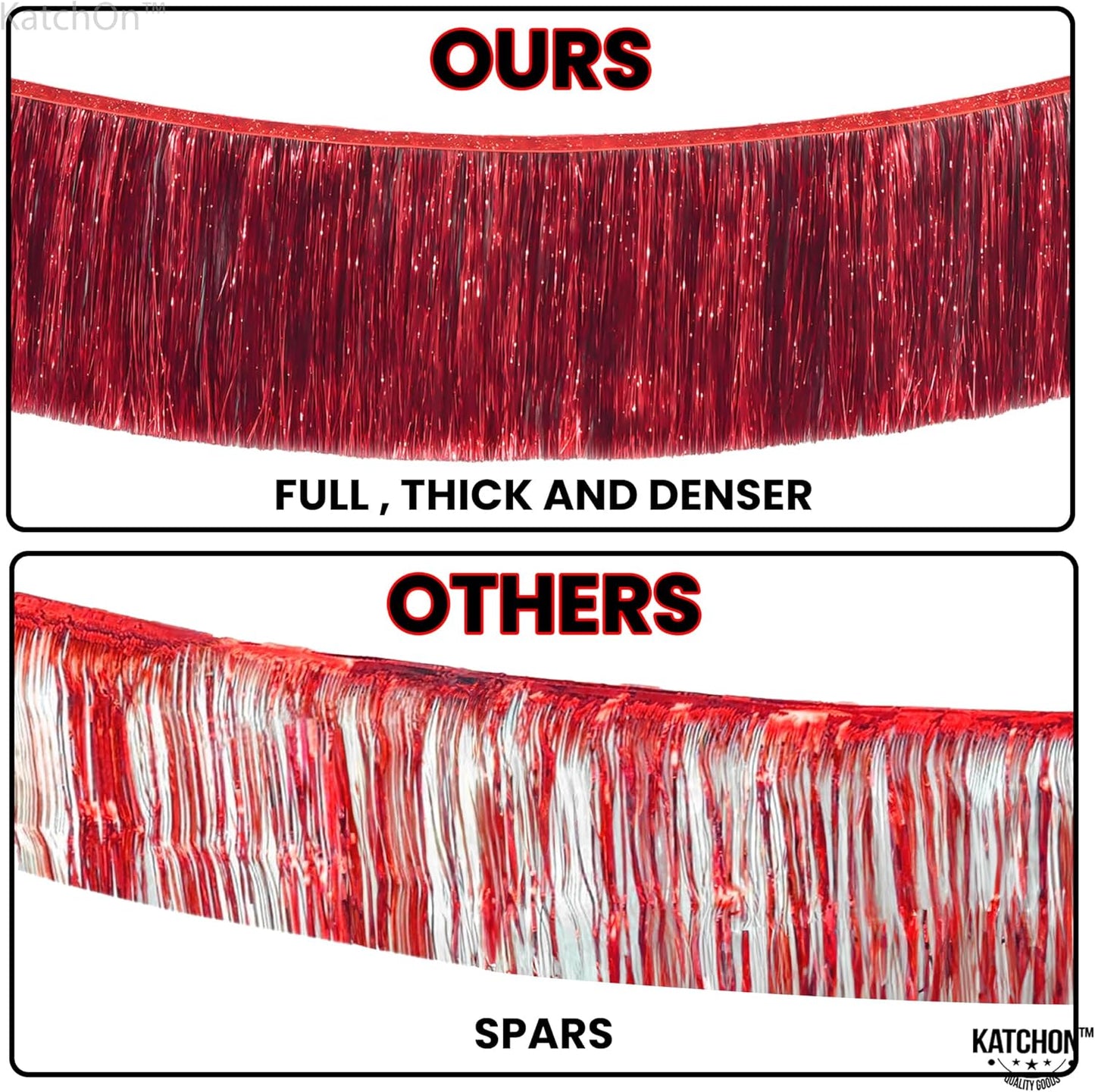 KatchOn, XtraLarge Red Fringe Banner - Pack of 2 | Ceiling Tinsel for Red Streamers Party Decorations | Streamers for Cherry Party Decorations, Bridal Shower Decor, Halloween, Christmas Decorations