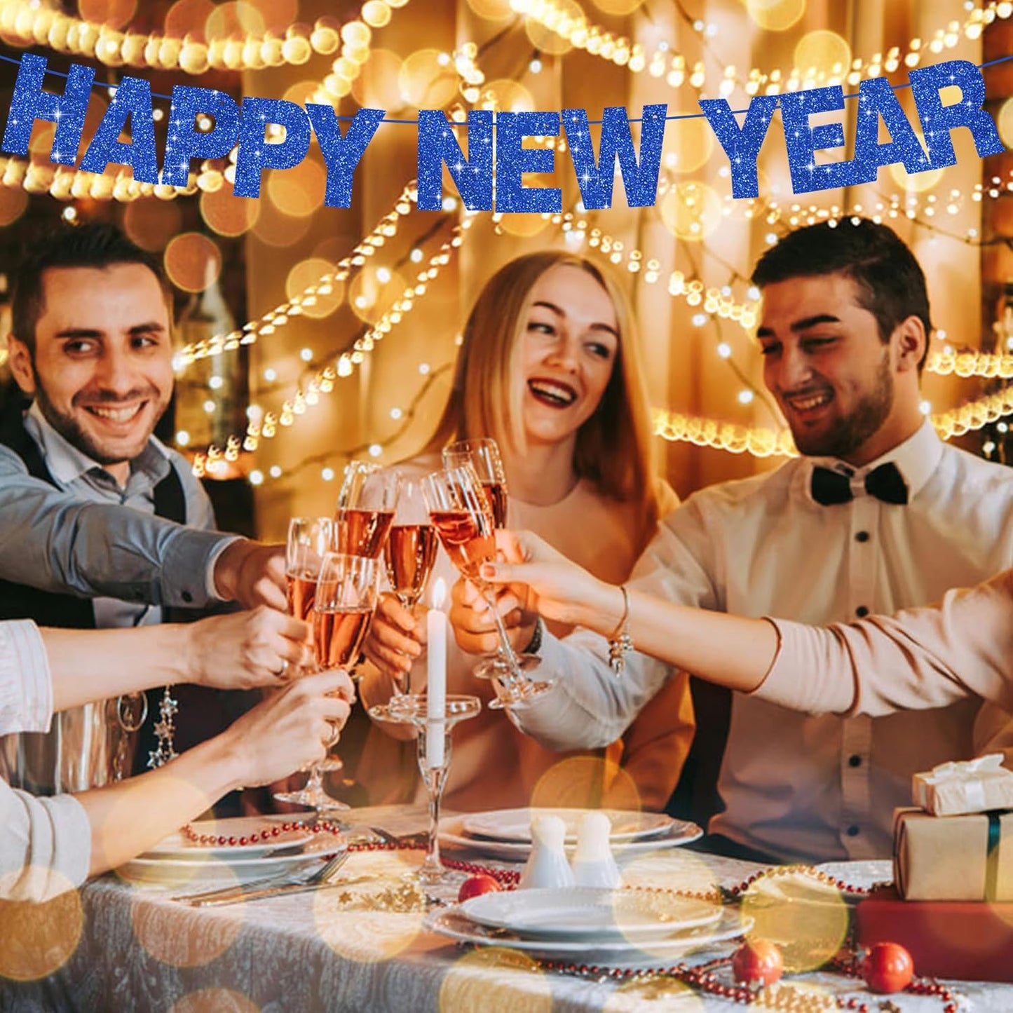 BEISHIDA 116 PCS A-Z Glitter Blue DIY Letter Banner Kit Make Your Own Banner，Including 111 Letters and Numbers 3 Rope and 2 Threading Device,Customized for Birthday Graduation Wedding Party Decor