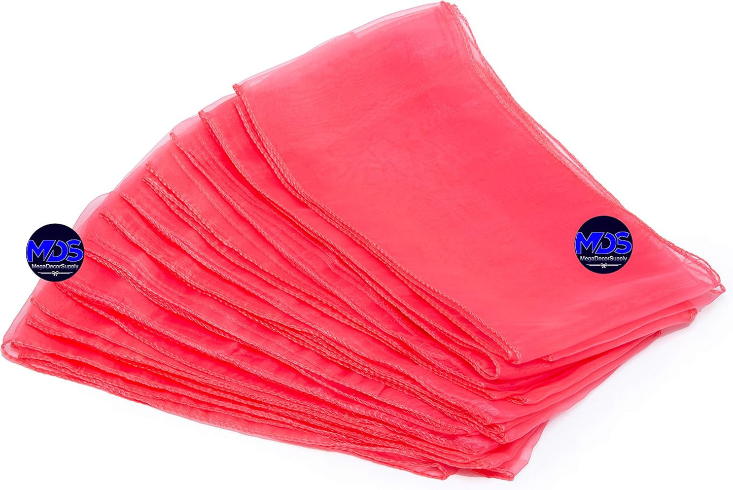 MDS Pack of 25 PCS Organza Chair Sashes Wider Dining Chair Bows Ribbon Tie Back for Wedding Party Birthday Bridal Shower Reception Event Banquet Home Chair Cover Decoration - Coral
