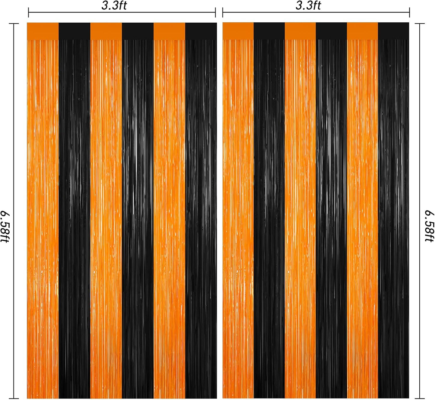 Halloween Photo Backdrop, 2 Pack Orange and Black Party Streamer, Metallic Foil Fringe Curtains Tinsel Backdrop, Halloween Birthday Party Decorations Hanging Decor Indoor, Photo Booth Props Streamers