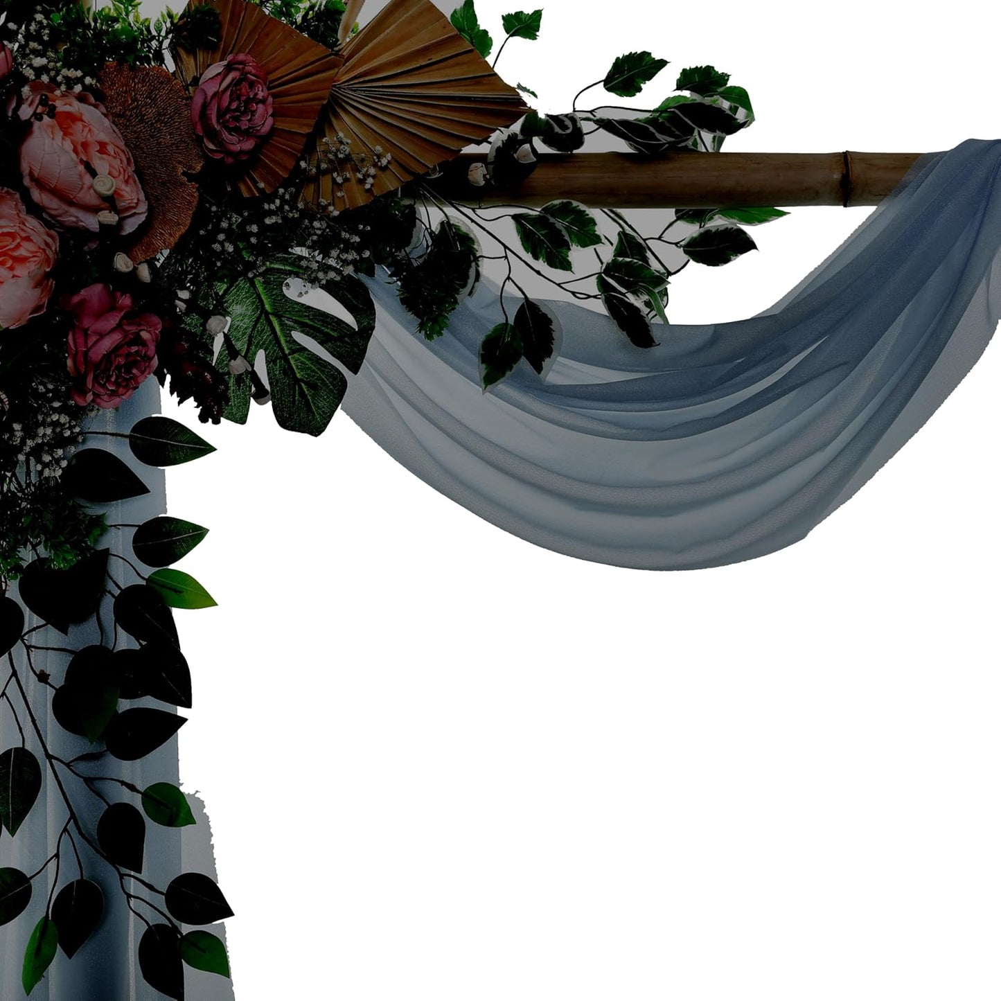 VDS Pack of 2 Panel (30 Inch X 30 Feet) Wedding Arch Draping Fabric Sheer Chiffon Fabric Drapery for Wedding Ceremony Reception Swag Backdrop Canopy Chuppah ARBO Altars Decoration (Dusty Blue)