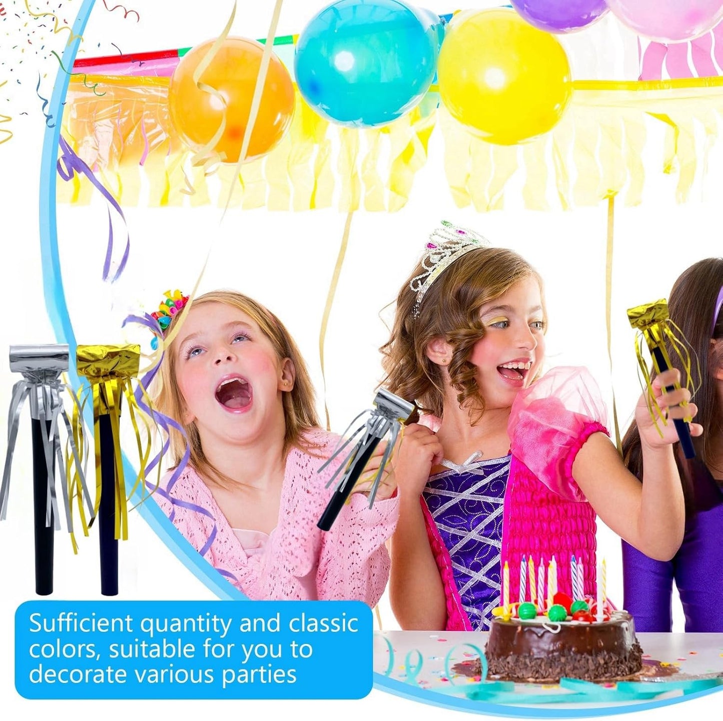 48 Pieces Party Squawkers Christmas Party Blowers Noise Makers for New Year Party Favor Supplies, Silver