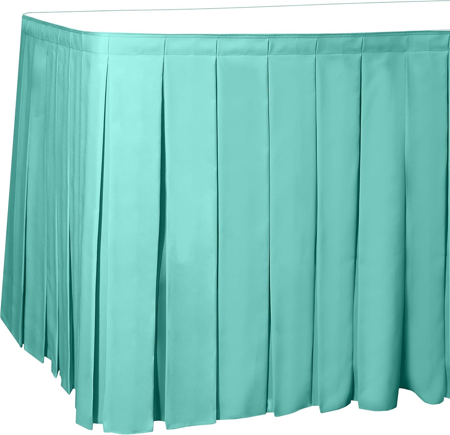 Ultimate Textile Pleat Polyester Fabric Table Skirt - Machine Washable Flame Resistant with Clips for Events, Weddings & Trade Shows, Cut & Sewn in Paterson, NJ - Caribbean, 17' Box Pleat