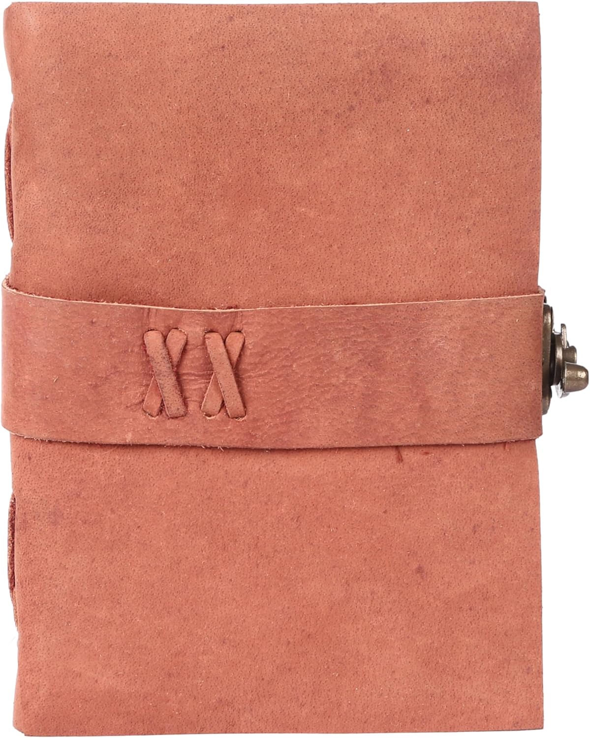 Vintage Leather Journal Handmade Buffalo Non-Refillable Deckle Edge Paper – Leather Bound Journal for Women, Men, C-Lock Closure, Ideal for Writing & Travel for Artists (Sunset Peach)