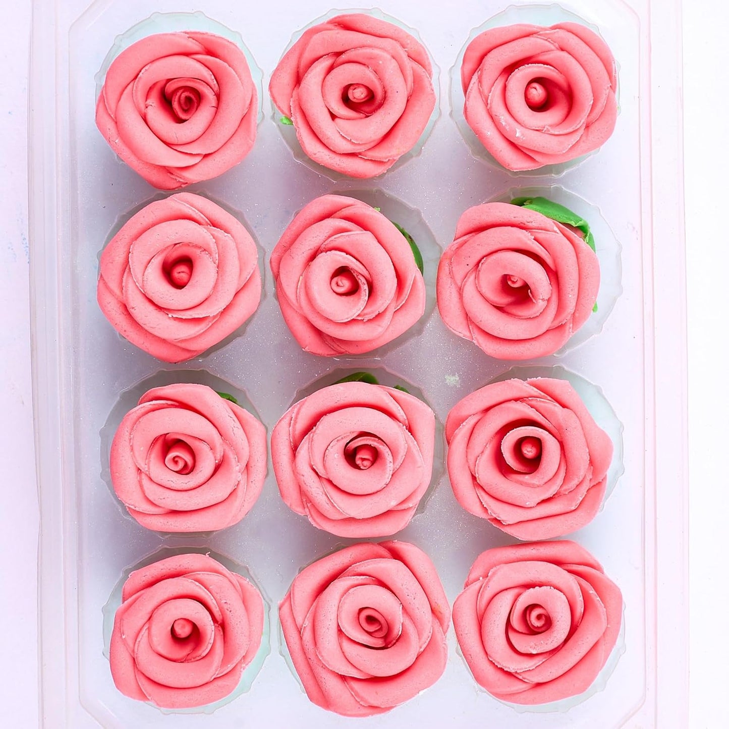 Confect Edible Rose Topper- French Rose Toppers – Pack of 12 Pink French Roses for Cakes, Cupcakes & Donuts – Vegan, Dairy-Free, Palm Oil-Free – Elegant Floral Decorations for Baking