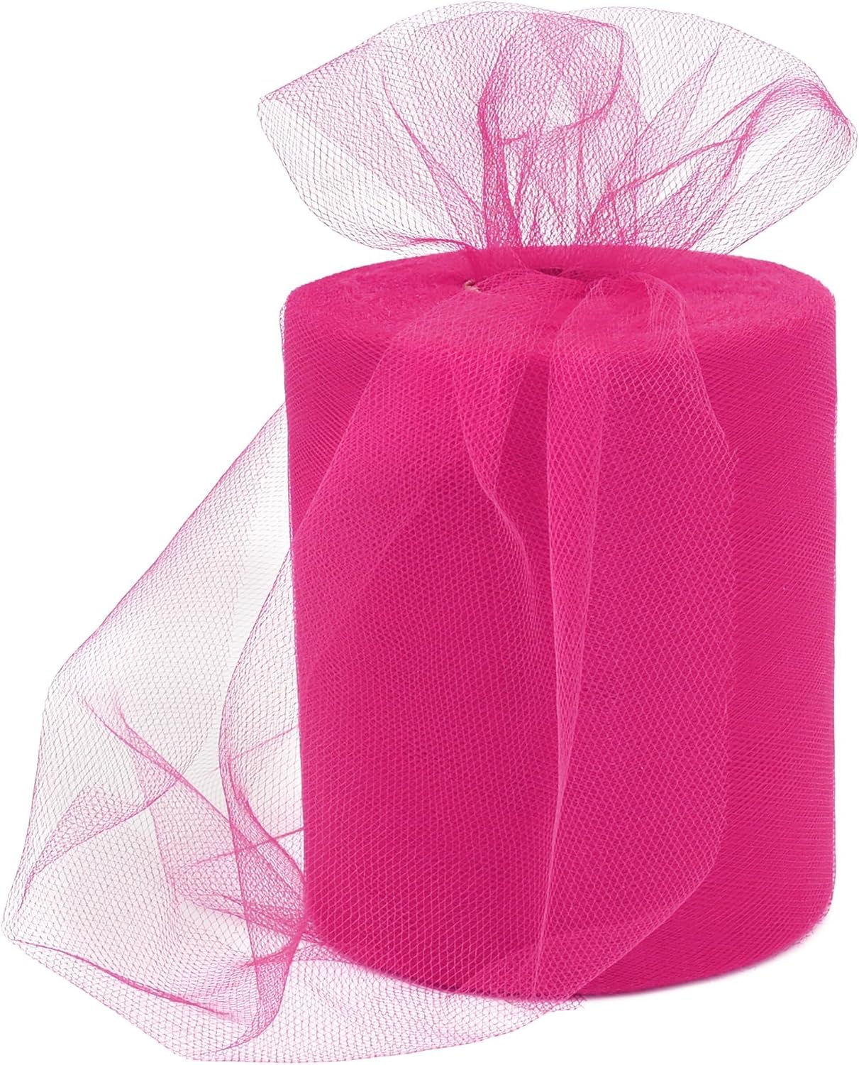 6 Inch × 100 Yards(300 Feet) Tulle Mesh Ribbon Rose Pink Tulle Fabric Ribbon Roll Netting Spool for Tutu Skirt DIY Craft Wedding Decor Party Gift Wrapping Ornaments