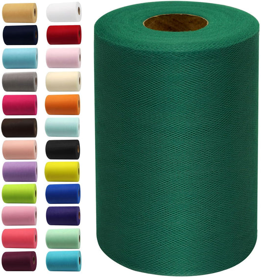 Hunter Green Tulle Fabric Rolls 6 Inch by 100 Yards (300 feet) Fabric Spool Tulle Ribbon for DIY Tutu Bow Baby Shower Birthday Party Wedding Decorations Christmas Craft Supplies