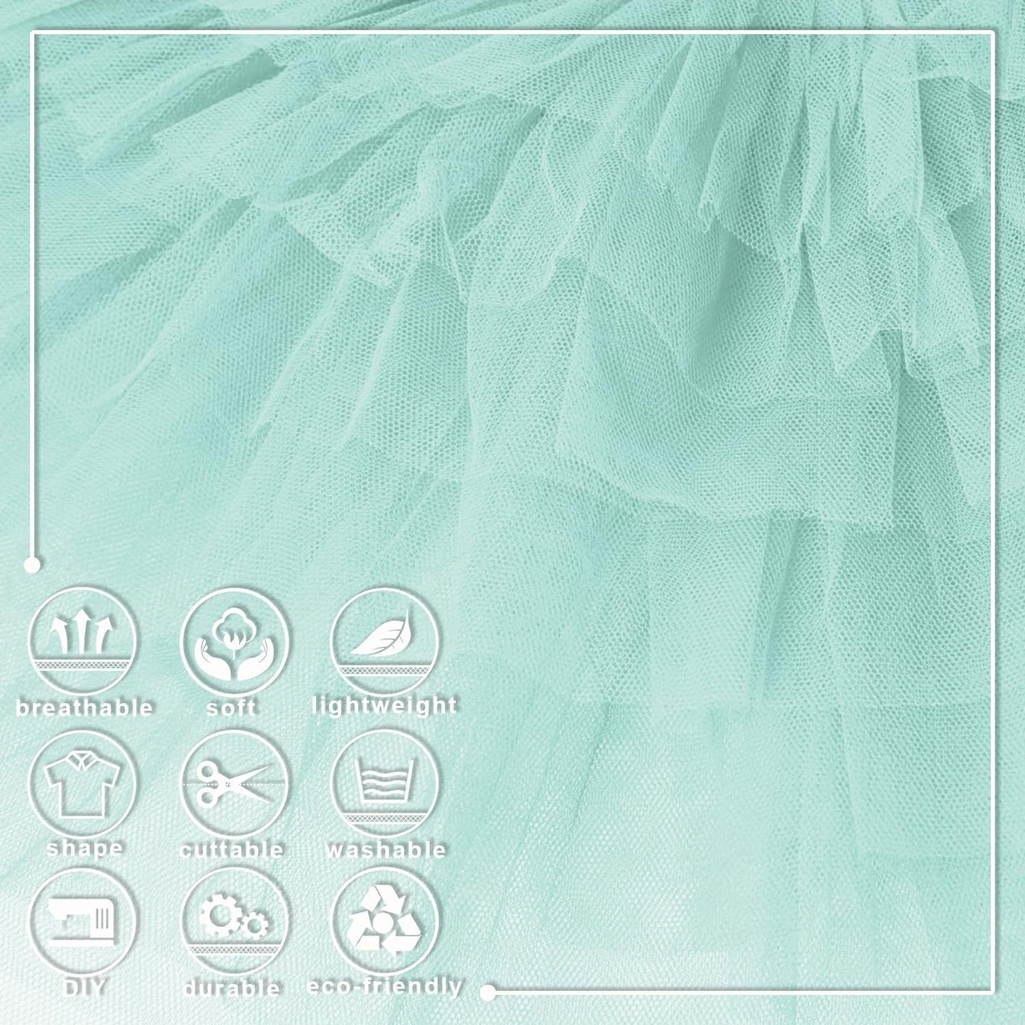 Aqua Blue Tulle Fabric Roll 6 Inch X 300 FT (100 Yards) Matte Tulle Ribbon Netting Mesh Spool for DIY Tutu Skirt Wedding Bow Gift Wrapping Baby Shower Christmas Party Halloween Decorations