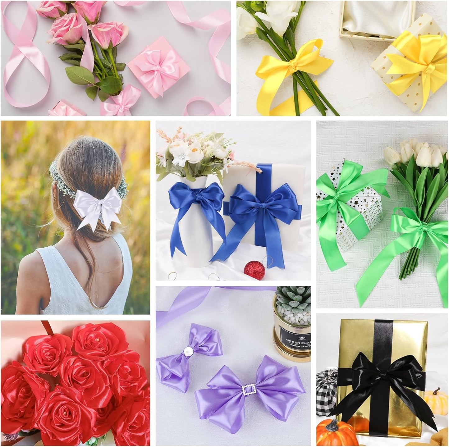 NESCCI 800 Yards Ribbon,1-1/2 Inch Satin Ribbon,Single Face Satin Ribbons, Perfect for Gift Wrapping,Wedding Decoration,Handmade Bows,Wrapping Bouquet, Halloween, Christmas