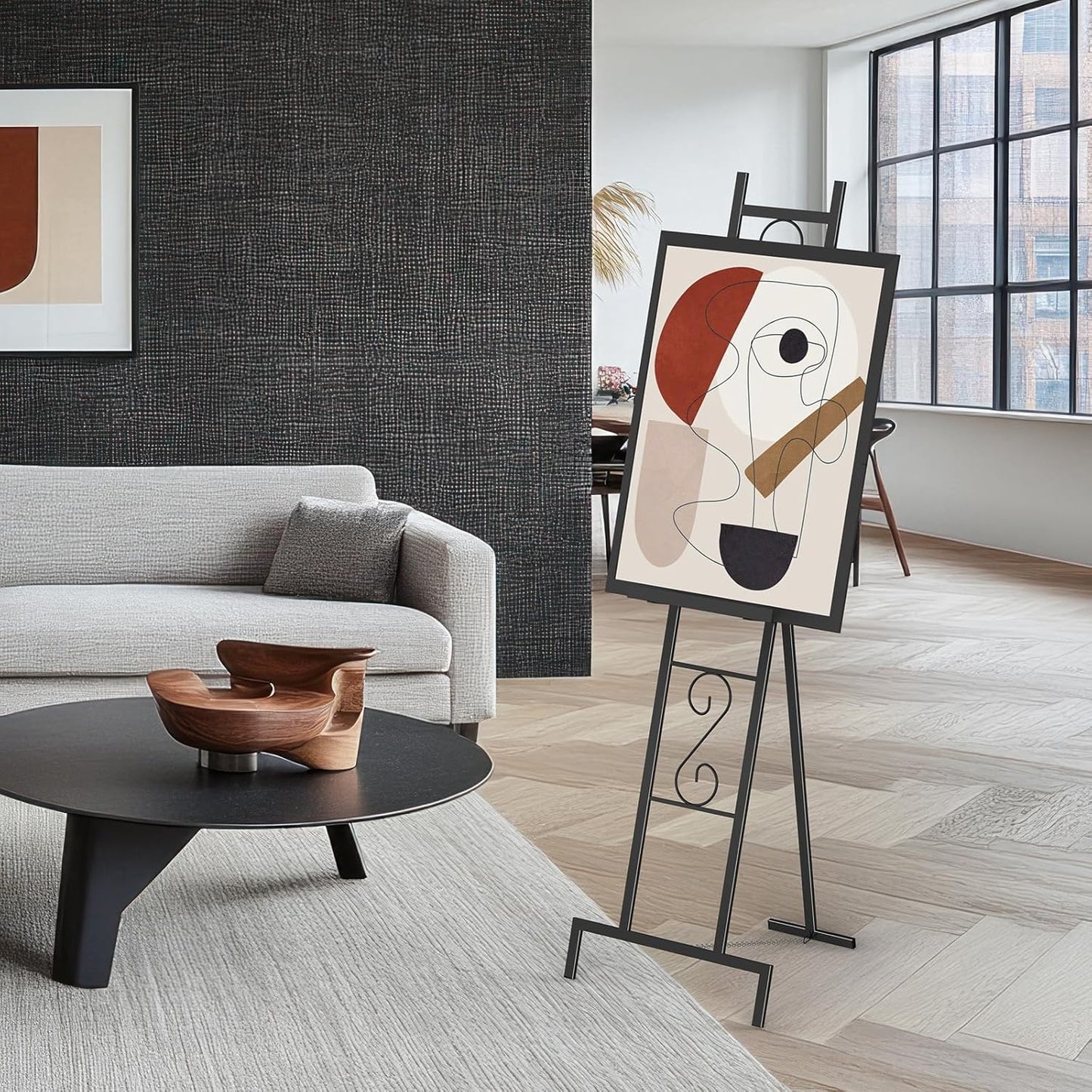 Skcoipsra 2 Pack Black Easel Stand, 3 Tier Adjustable Larger Wedding Welcome Sign Holder, Art Poster Display Stand Free Standing with Chain, 17x17x58 Inch