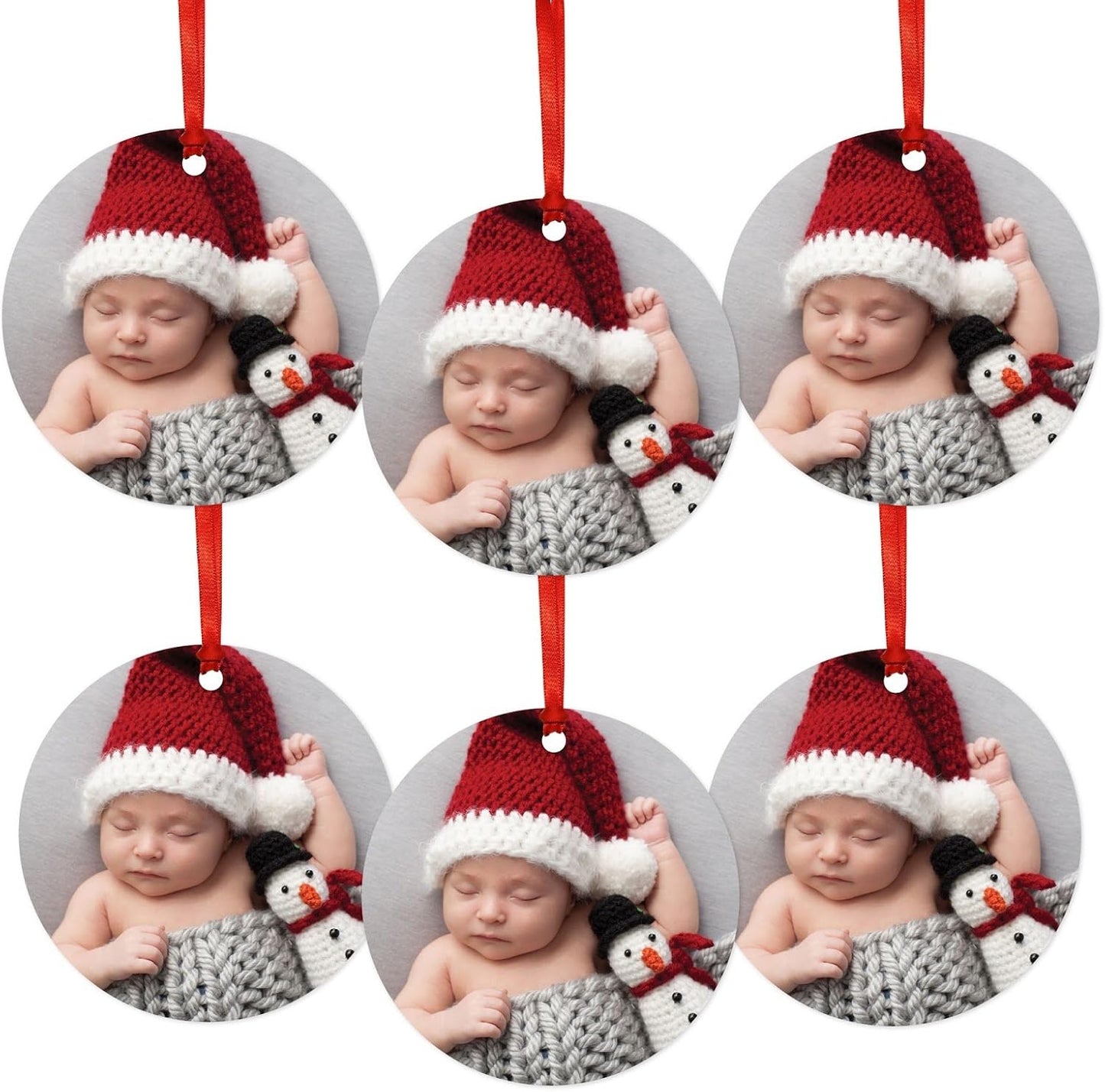 Andaz Press Bulk Photo Personalized Gift And Party Favors Collection, Metal Christmas Ornaments With Ribbon And Gift Bag, Custom Photo, 6-Pack Christmas Ornaments Bulk Custom Ornaments Bulk