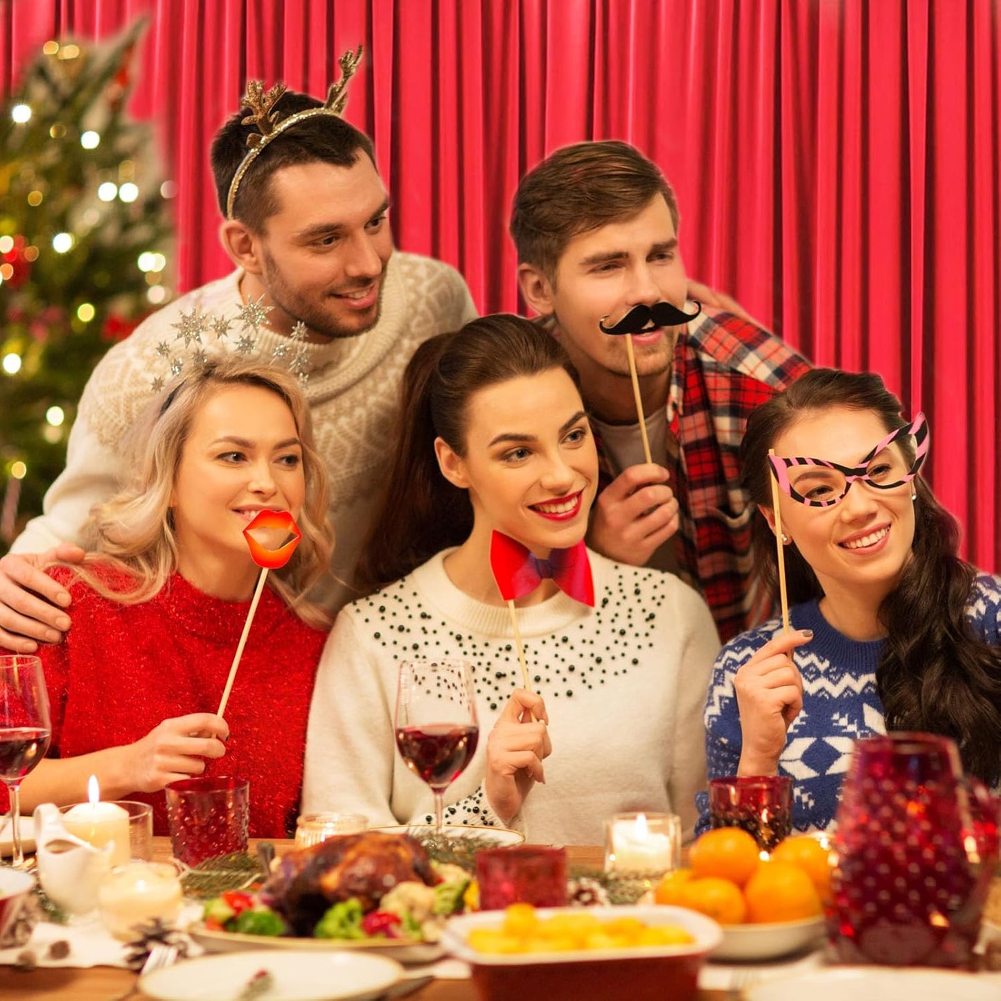 2 Panels Red Backdrop Curtain, 10 x 7 Feet Background Curtains for Parties, Weddings, Baby Showers, Bachelorette Halloween, Christmas Birthday Party Photoshoot Backdrop Curtains Decorations