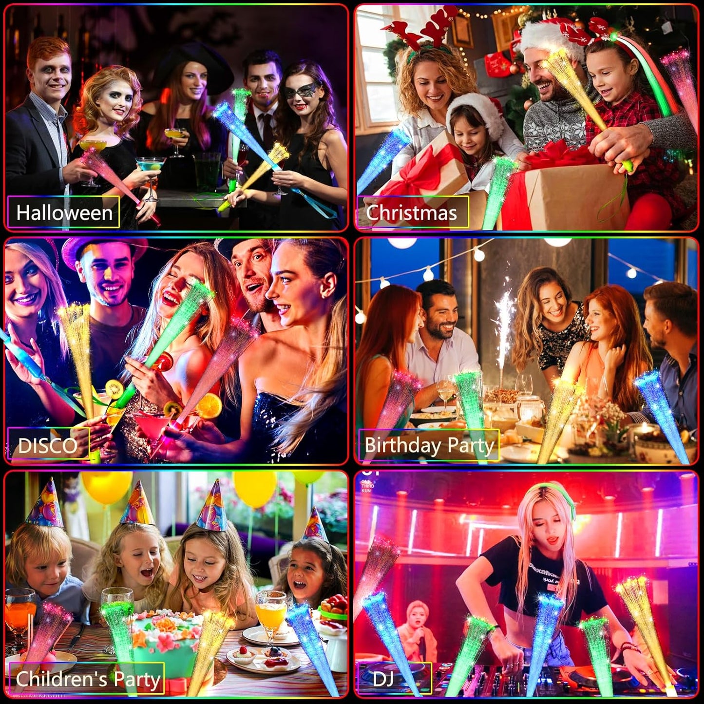 OceanWings Glow Fiber Optic Wands,Halloween Glow Sticks Bulk Party Pack,Glow in the dark Party Supplies Favor Flashing Light Up Sticks for Birthday Holiday Party Wedding Halloween Christmas(36)