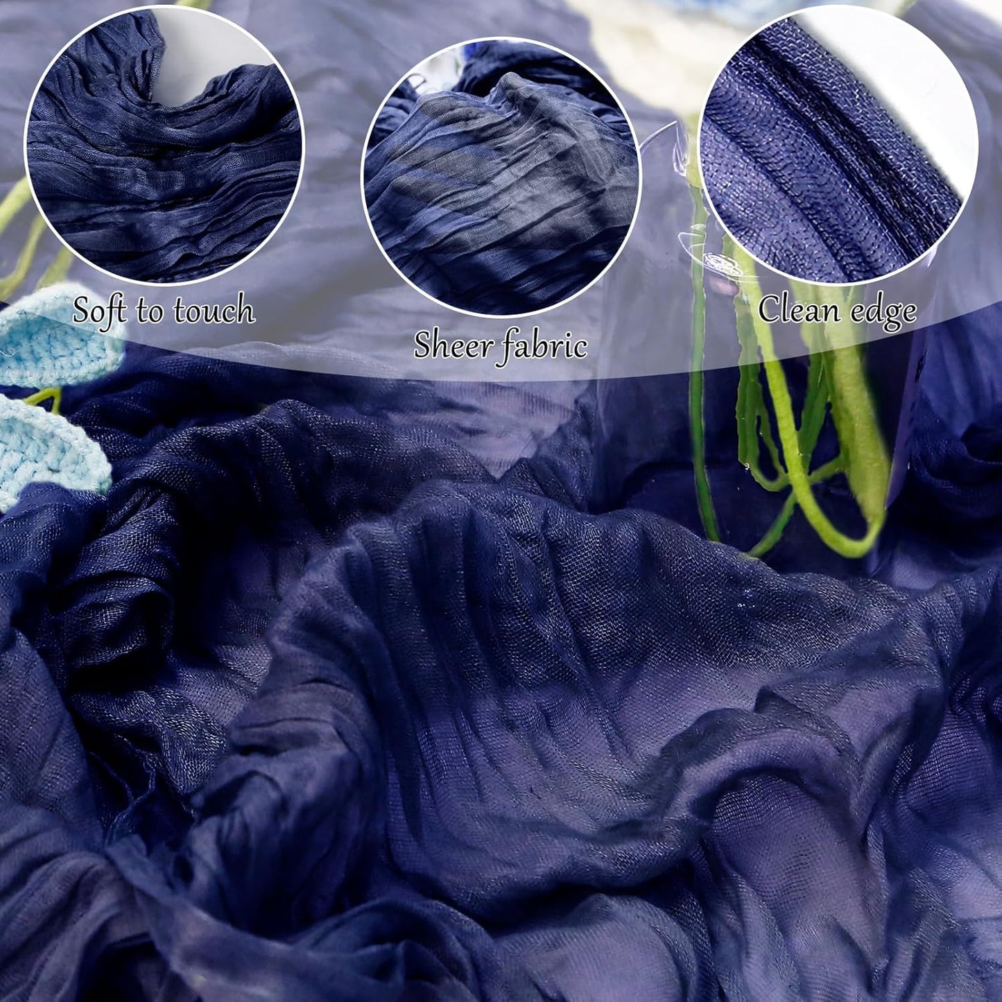 1-Pack Navy Blue Cheesecloth Table Runners – 10FT (35x120 Inch) Boho Rustic Gauze Fabric Cheese Cloth Table Runner for Weddings, Baby Showers, Bridal Shower, Farmhouse & Birthday Party Decor