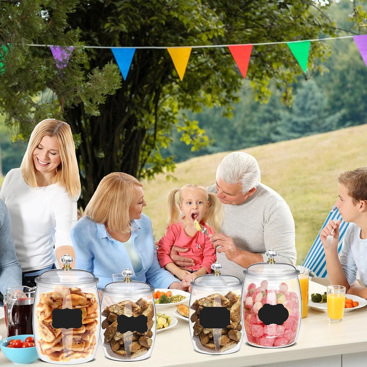 4 Pcs 64 oz 90 oz Candy and Cookie Jar with Lids 4 Spoons Plastic Jars Decorative Apothecary Jars Candy Buffet Containers Clear Can Airtight Food Storage Canister for Home Decoration Supplies