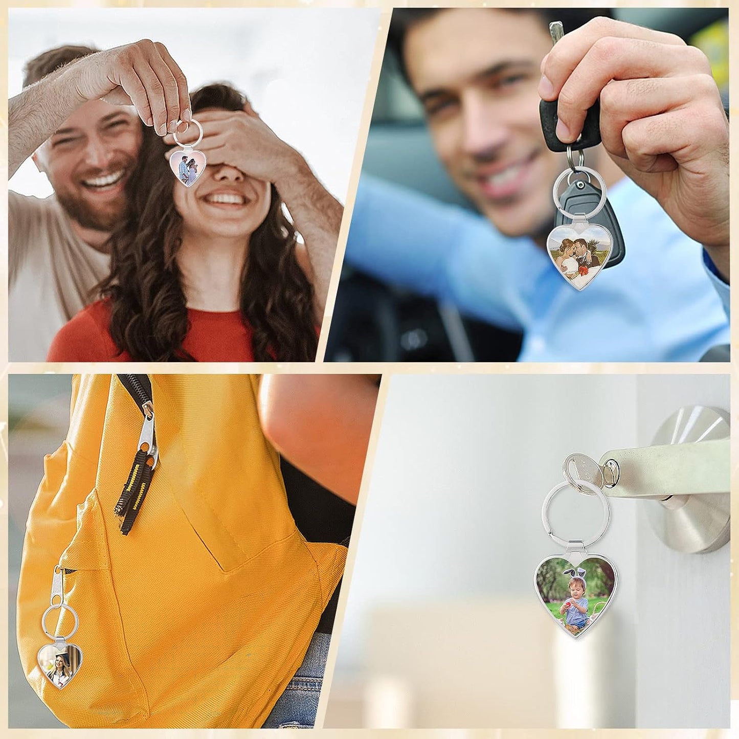 Personalized Custom Keychain with Picture - Turnable Double Sided Colorful Photo Key chains Memorial Gifts for Family Lover