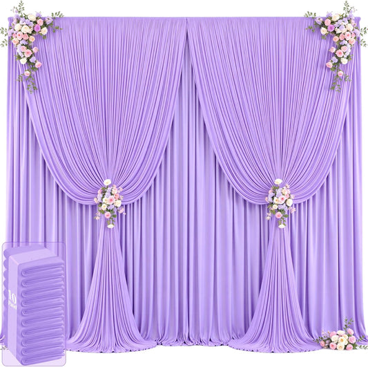 50ft x 12ft Lavender Backdrop Curtains Wrinkle Free Backdrop Curtain for Wedding Parties Lilac Fabric Backdrops Drapes Back Drop Cloth Bridal Shower Stage Curtains Wedding Decorations for Reception