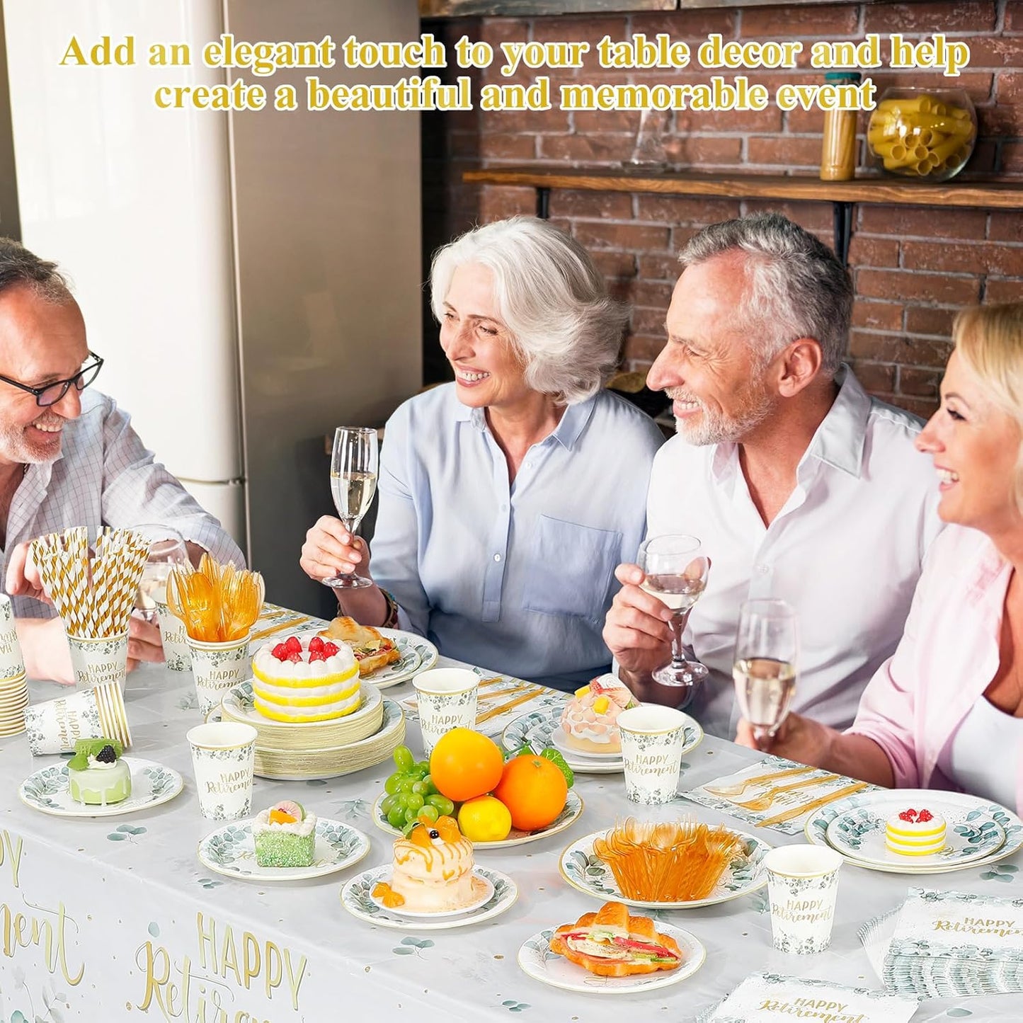 452 Pcs Sage Green Retirement Party Supplies Happy Retirement Paper Plates Napkins Cups Tablecloth Cutlery Straws for Men Women Employee Coworker Teacher Farewell Party Decorations