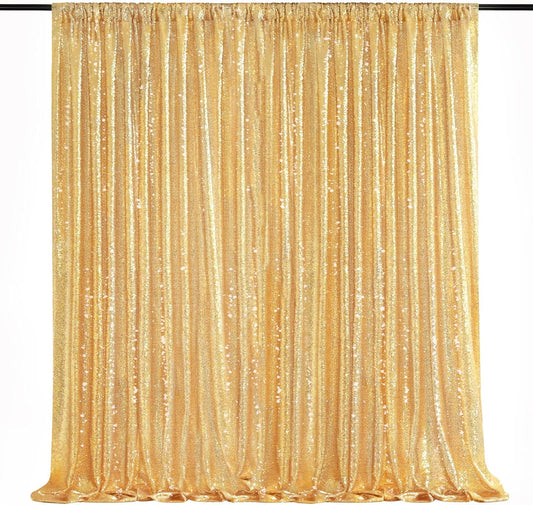 8ft x 8ft Gold Sequin Backdrop Curtain Glitter Photo Booth Backdrop for Wedding Birthday Baby Shower Event Decor