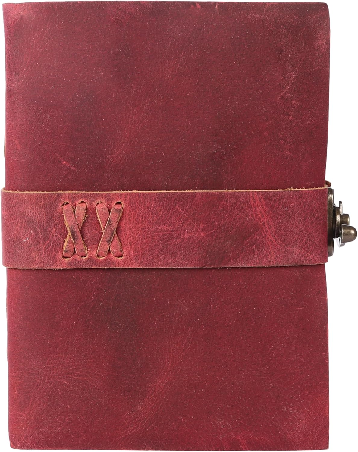 Vintage Leather Journal Handmade Buffalo Non-Refillable Deckle Edge Paper – Leather Bound Journal for Women, Men, C-Lock Closure, Ideal for Writing & Travel for Artists (Solid Pink)