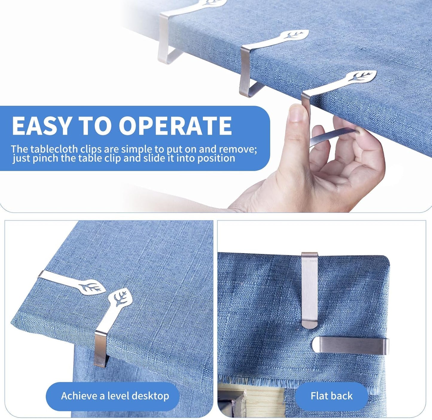 Tablecloth Clips 12 Pack, Heavy Duty Stainless Steel Picnic Table Cloth Holder Clips, Windproof Tablecloth Clips for Outdoor Tables, Perfect for Restaurant Parties, Weddings, Camping