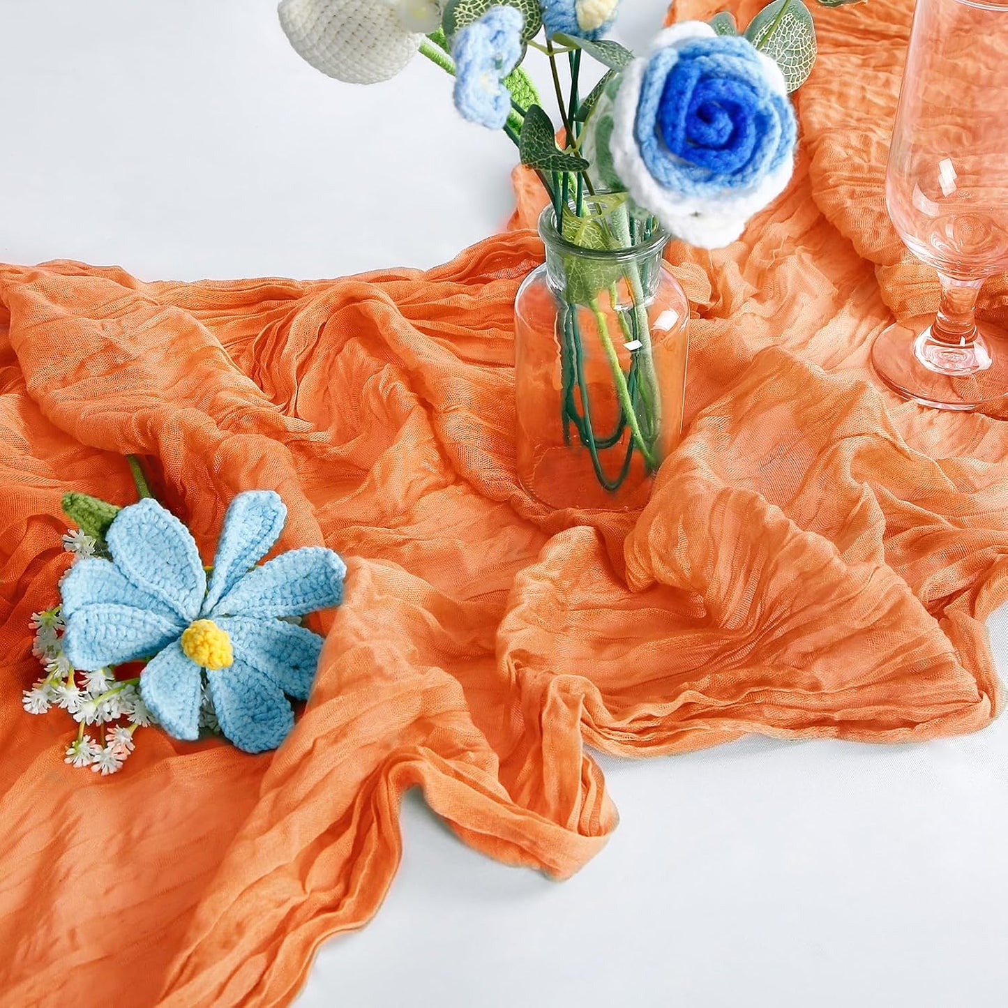 1-Pack Orange Cheesecloth Table Runners – 10FT (35x120 Inch) Boho Rustic Gauze Fabric Cheese Cloth Table Runner for Weddings, Baby Showers, Bridal Shower, Farmhouse & Birthday Party Decor