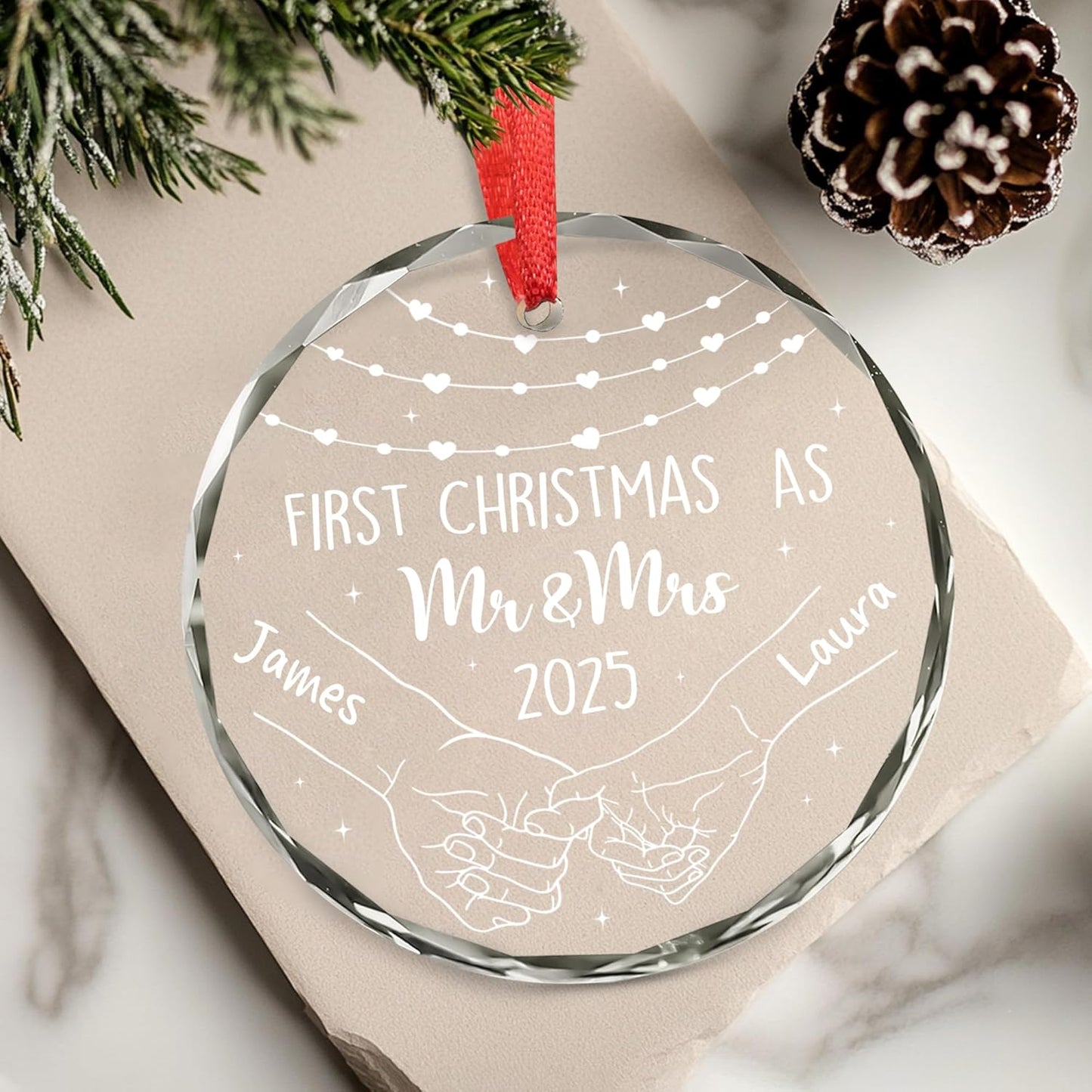 Personalized The Year We Became Mr & Mrs Christmas Ornament - Wedding Gifts For Newlywed Couple, Bride And Groom - Bridal Shower Ornaments 2025 - Wedding Gifts for Couples 2025